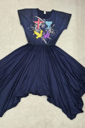 Vestido IEQ 4 Simbolos Azul Marinho - Pronta Entrega Dança Profética