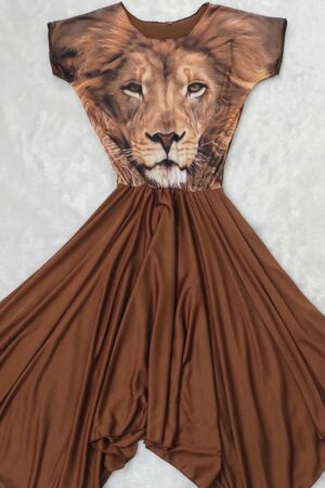 Vestido marrom - leão dourado