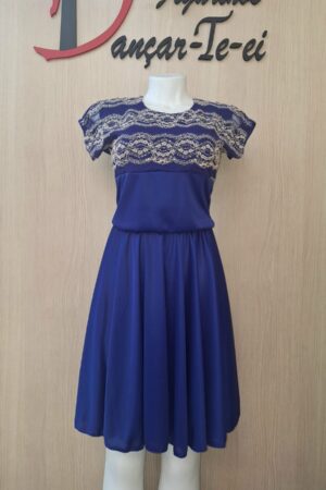 Vestido Azul com Renda saia Gode Pronta Entrega Dança Profetica