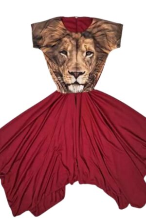 Vestido Vermelho Leão Dourado Pronta Entrega Dança Profética